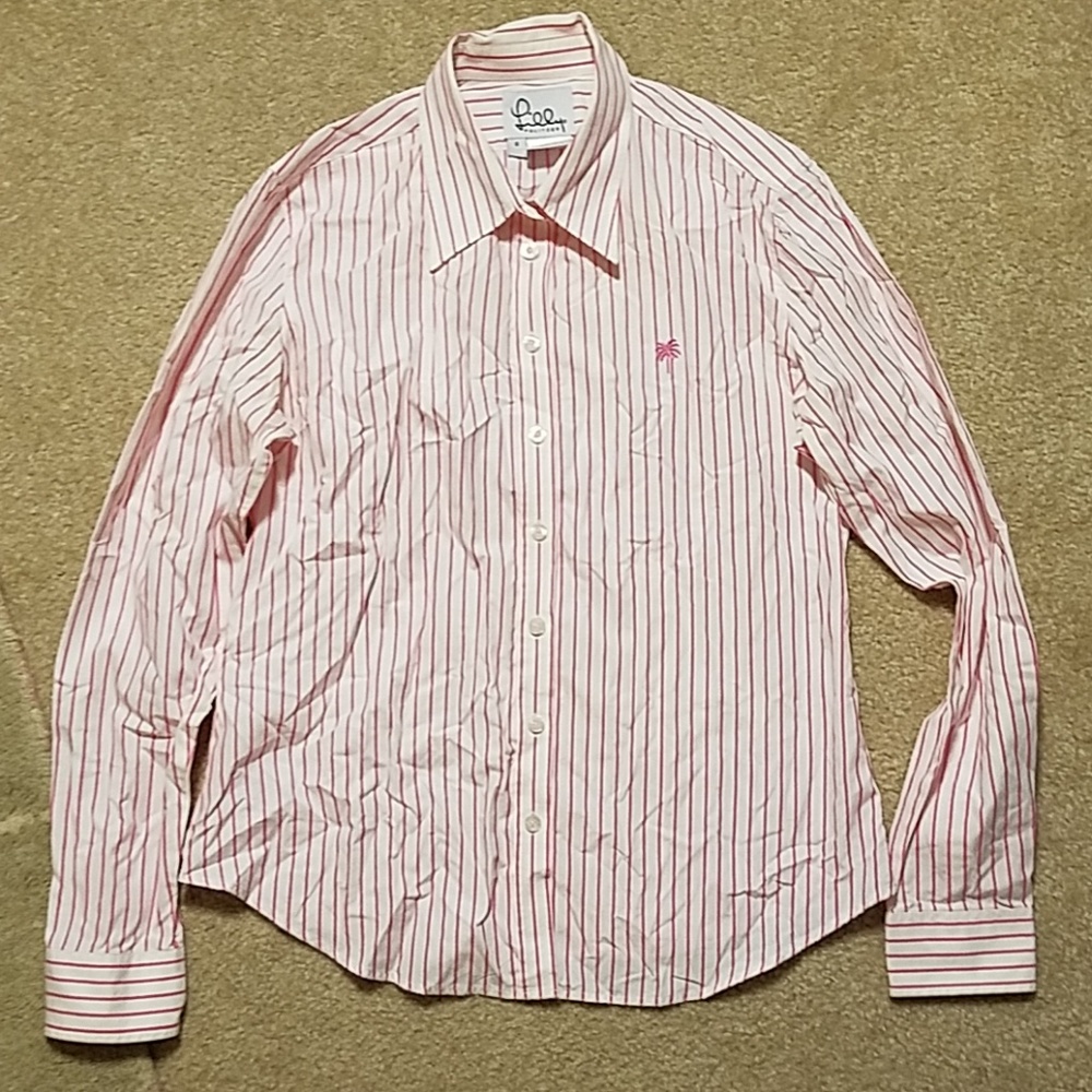Lilly Pulitzer Pink and White Striped Buttondown